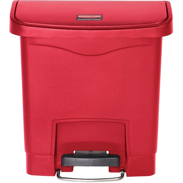 4 gal Rectangular Step-On Can, Red, Plastic; Resin, 9.1 in